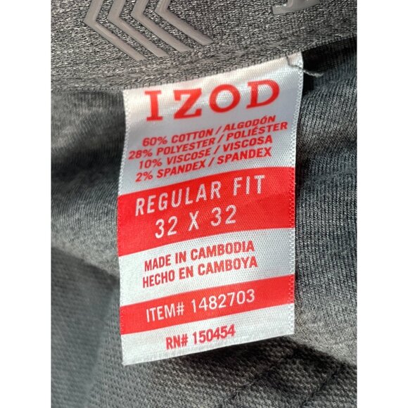 Izod 32x32 Regular Fit Gray Pants Cotton Blend Comfortable Everyday Wear 66p - Picture 4 of 7
